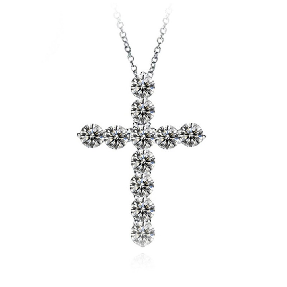 NEW 925 Sterling Silver Diamond Cross Necklace A - Picture 4 of 4